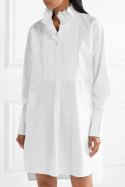 Shop Isabel Marant Étoile Milena Oversized Crochet-trimmed Cotton-poplin Mini Dress In White
