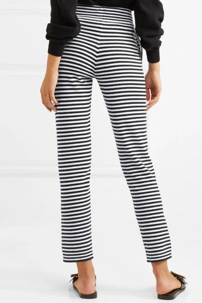 Shop Allude Striped Wool And Cashmere-blend Pants In Black