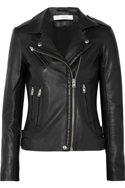 Shop Iro Han Leather Biker Jacket In Black