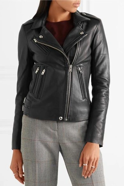 Shop Iro Han Leather Biker Jacket In Black