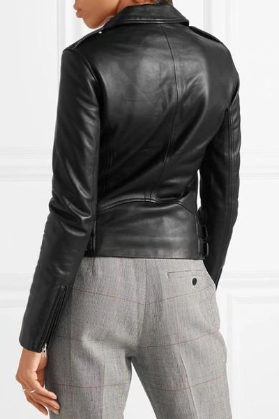 Shop Iro Han Leather Biker Jacket In Black