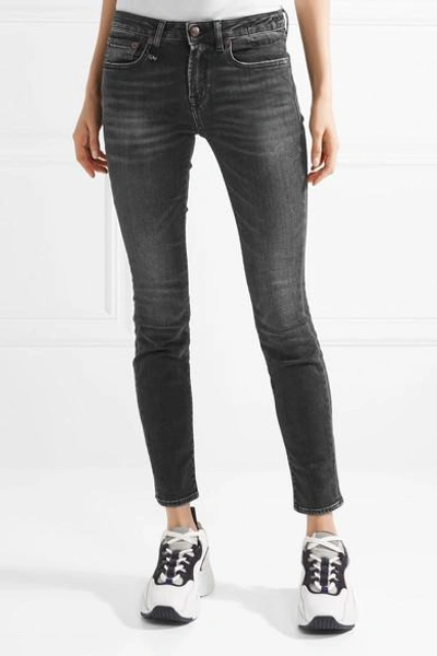 Shop R13 Alison Distressed Low-rise Skinny Jeans In Black