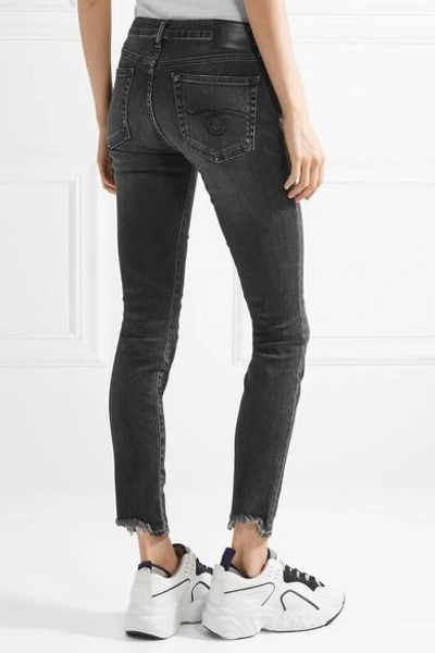 Shop R13 Alison Distressed Low-rise Skinny Jeans In Black