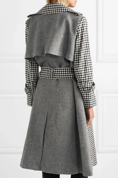Shop Maggie Marilyn Be Strong And Courageous Gingham Cotton And Herringbone Wool Trench Coat In Black