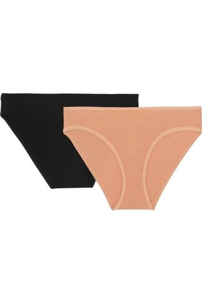Shop Baserange Bell Set Of Two Stretch-bamboo Briefs In Sand
