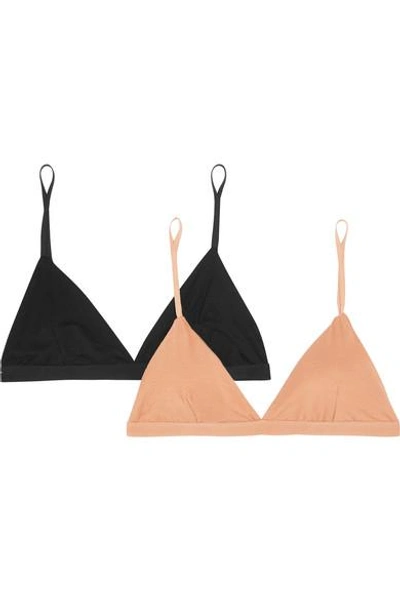 Shop Baserange Mississippi Set Of Two Stretch-bamboo Soft-cup Bras In Sand