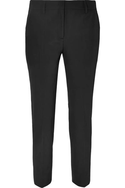 Shop Prada Cropped Crepe Straight-leg Pants In Black