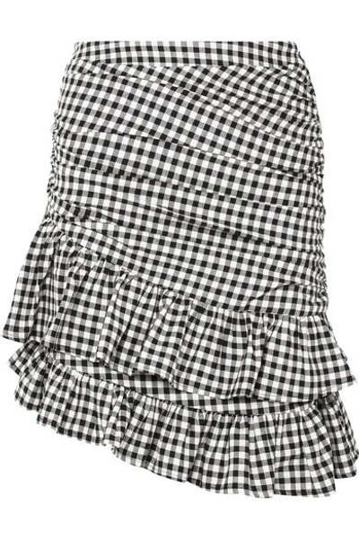 Shop Maggie Marilyn See You At Coco's Ruffled Gingham Cotton Mini Skirt In Black