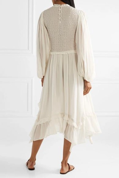 Shop Ulla Johnson Arielle Ruffled And Crinkled Silk-crepon Dress In White