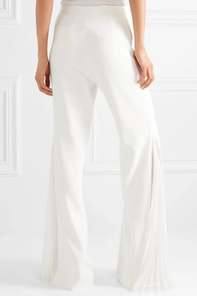 Shop Jonathan Simkhai Chiffon-paneled Stretch-crepe Flared Pants In White