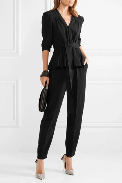 Shop Stella Mccartney Stretch-cady Peplum Jumpsuit In Black