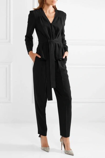 Shop Stella Mccartney Stretch-cady Peplum Jumpsuit In Black