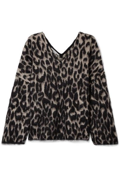 Shop Stella Mccartney Brushed Cotton-blend Jacquard Sweater In Leopard Print