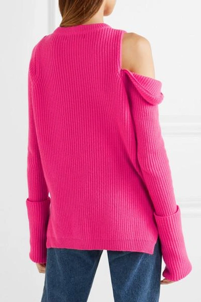 Shop Tre Cutout Cashmere Sweater In Fuchsia