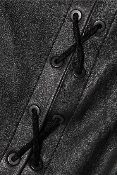 BEN TAVERNITI UNRAVEL PROJECT LACE-UP LEATHER SKINNY PANTS 