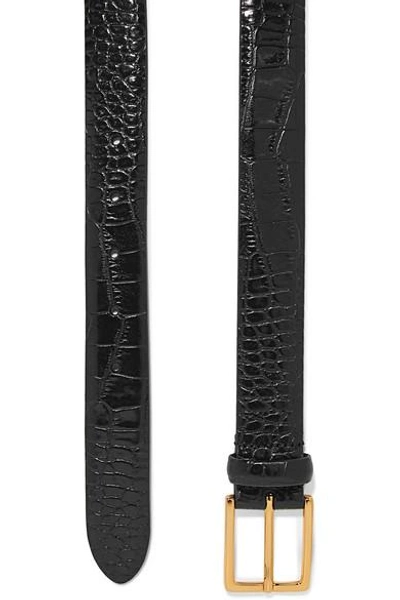 Shop Anderson's Croc-effect Leather Belt In Black