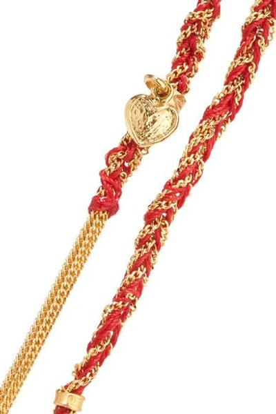 Shop Carolina Bucci Love Lucky 18-karat Gold And Silk Bracelet