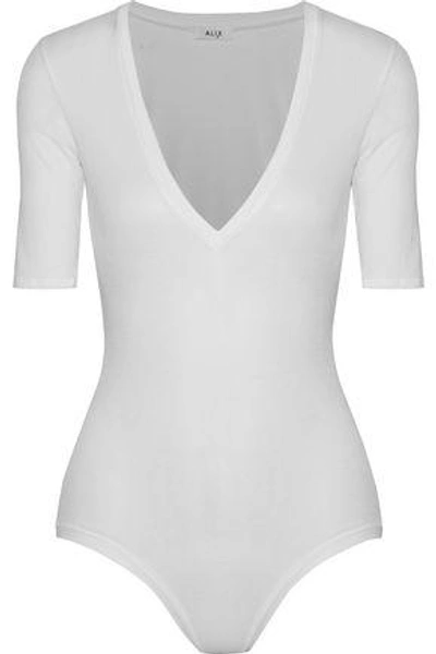 Shop Alix Woman Bedford Ribbed Micro Modal Bodysuit White