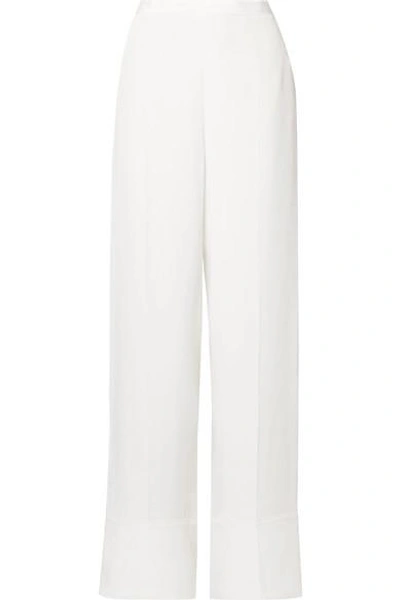 Shop Stella Mccartney Silk Crepe De Chine Wide-leg Pants In Ivory