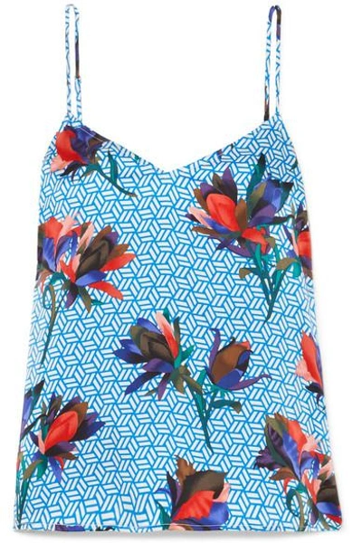 Shop Equipment Layla Printed Washed-silk Camisole In Blue