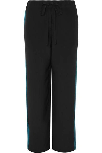 Shop Haider Ackermann Satin-trimmed Silk Crepe De Chine Track Pants In Black