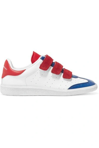 Shop Isabel Marant Beth Suede-trimmed Color-block Leather Sneakers In White