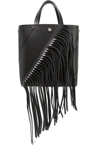 Shop Proenza Schouler Hex Small Fringed Paneled Leather Tote In Black