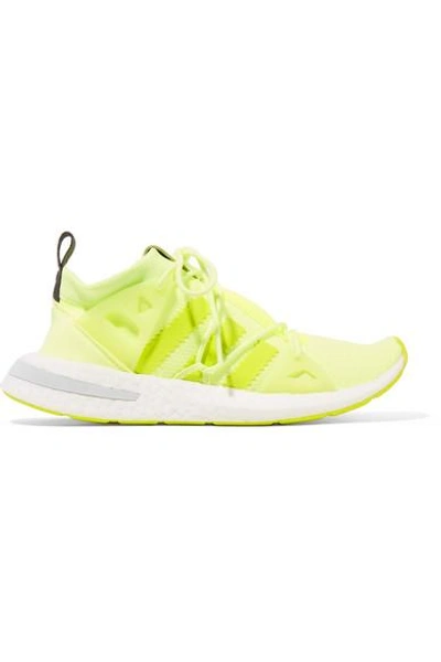 Shop Adidas Originals Arkyn Rubber-trimmed Neon Mesh Sneakers In Chartreuse