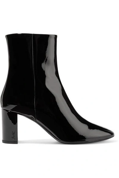 Shop Saint Laurent Lou Patent-leather Ankle Boots In Black