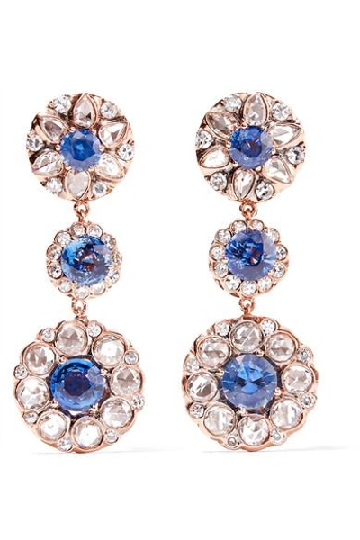 Shop Selim Mouzannar Beirut 18-karat Rose Gold, Diamond And Sapphire Earrings