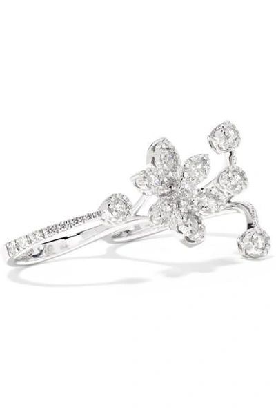 Shop Yeprem 18-karat White Gold Diamond Two-finger Ring