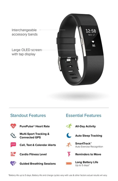 Shop Fitbit 'charge 2' Wireless Activity & Heart Rate Tracker In Black