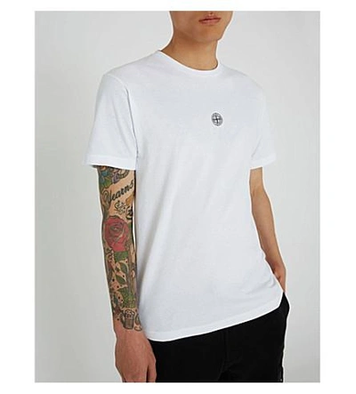 Shop Stone Island Logo-print Cotton-jersey T-shirt In White
