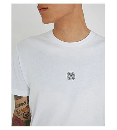 Shop Stone Island Logo-print Cotton-jersey T-shirt In White