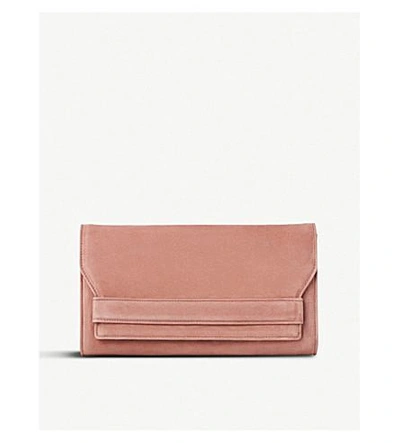 Shop Lk Bennett Dark Pink Elegant Ella Suede Clutch Bag In Pin-dark Pink