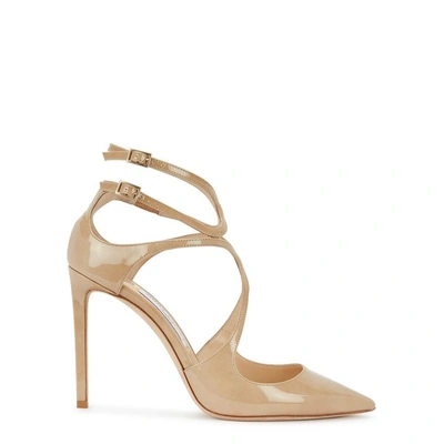 Shop Jimmy Choo Lancer 100 Almond Patent Leather Pumps In Nude