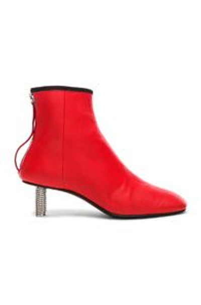 Shop Calvin Klein 205w39nyc Grainne Leather Crystal Heel Ankle Boots In Red