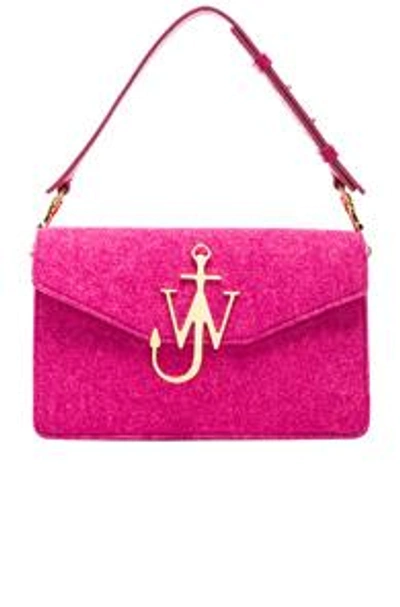 Shop Jw Anderson Felt Logo Bag In Pink