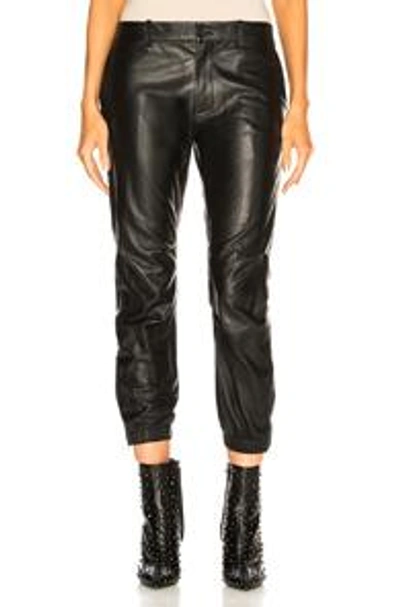 Shop Nili Lotan Leather Cropped French Military Pant In Black