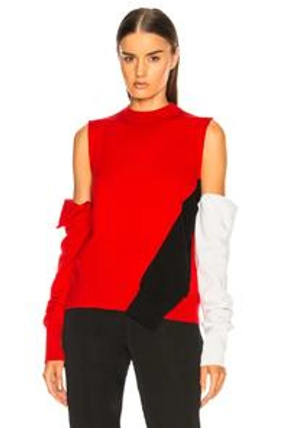 Shop Calvin Klein 205w39nyc Fold Down Sleeve Sweater In Red  Black & White