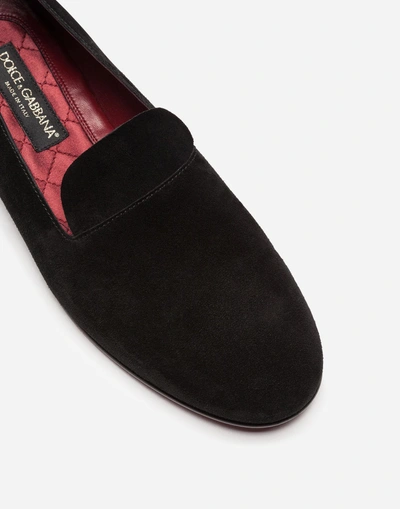 Shop Dolce & Gabbana Split-grain Leather Slippers In Black