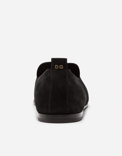 Shop Dolce & Gabbana Split-grain Leather Slippers In Black