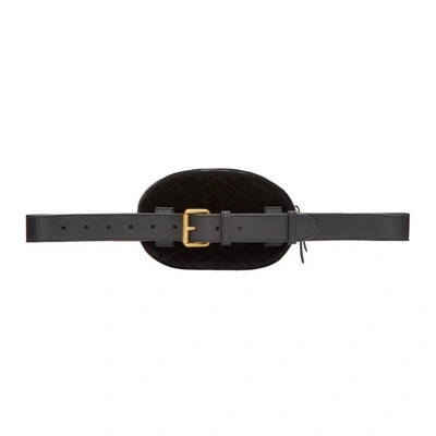 Shop Gucci Black Velvet Gg Marmont 2.0 Belt Bag In 1000 Black