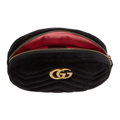 Shop Gucci Black Velvet Gg Marmont 2.0 Belt Bag In 1000 Black