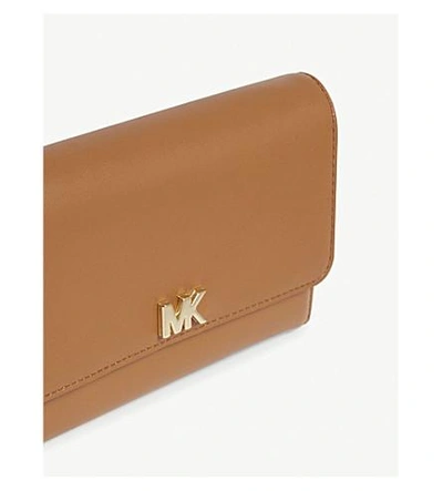 Shop Michael Michael Kors Logo Leather Carryall Wallet In Acorn