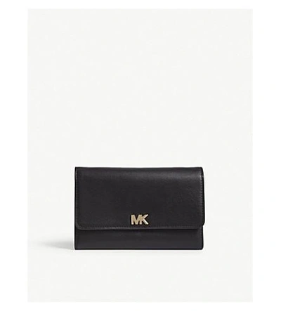 Shop Michael Michael Kors Logo Leather Carryall Wallet In Black