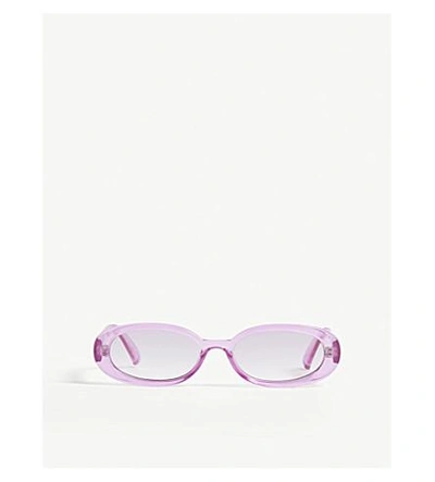 Shop Le Specs Outta Love Oval-frame Sunglasses In Powder-puff