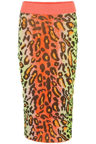 Shop Stella Mccartney Leopard-printed Skirt In Multi|verde