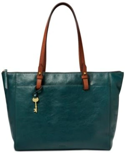 Shop Fossil Rachel Leather Tote With Zipper In Black