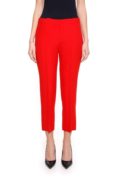 Shop Alexander Mcqueen Crepe Trousers In Poppy Red